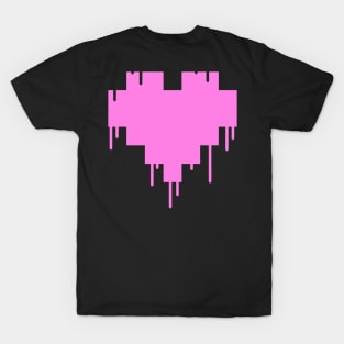 Pink Dripping Pixel Heart T-Shirt